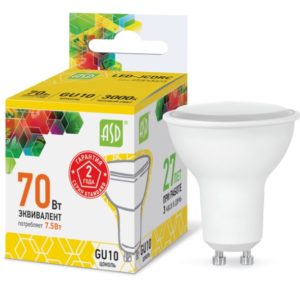 Лампа светодиодная LED-JCDRC-standard 7.5Вт 230В GU10 3000К 675Лм ASD