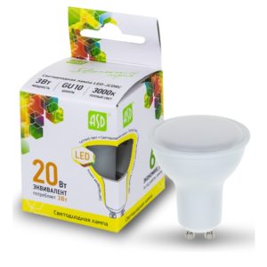 Лампа светодиодная LED-JCDRC-standard 3Вт 230В GU10 3000К 270Лм ASD