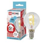 Лампа светодиодная LED-ШАР-deco 7Вт 230В Е14 4000К 630Лм прозрачная IN HOME