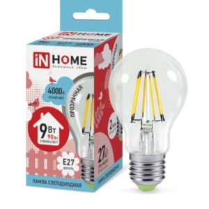 Лампа светодиодная LED-A60-deco 11Вт 230В Е27 6500К 990Лм прозрачная IN HOME