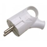 Вилка угловая с кольцом с заземлением 16А белая 4120 IN HOME