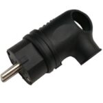 Вилка угловая с заземлением каучук 16А IP44 черная 9220 IN HOME