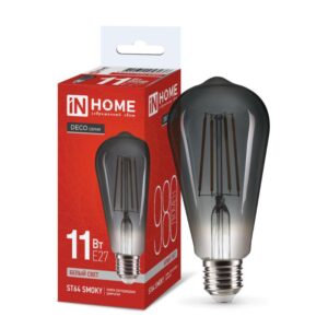 Лампа светодиодная LED-ST64-deco smoky 11Вт 230В E27 4000K 980Лм дымчатая IN HOME