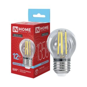 Лампа светодиодная LED-ШАР-deco 12Вт 230В Е27 6500К 1350Лм прозрачная IN HOME