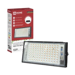 Прожектор светодиодный ФДО STD-ФИТО красно-синий спектр 100Вт IP65 черный IN HOME
