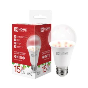 Лампа светодиодная LED-A60 PRO-ФИТО полный спектр 15Вт 230В Е27 IN HOME
