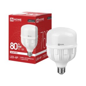 Лампа светодиодная LED-HP-PRO 80Вт 230В E27 с адаптером Е40 4000К 7600Лм IN HOME