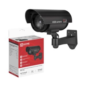 Муляж камеры видеонаблюдения настенный уличный DVC-2-BL 2АА черный IP65 IN HOME