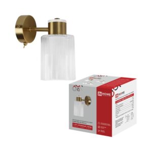 Настенный светильник CLASSIC KINLI E27 рифленое стекло латунь IN HOME